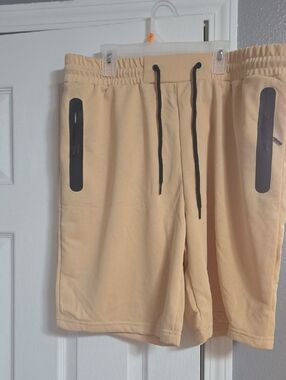 Men's Tan Drawstring Athletic Shorts